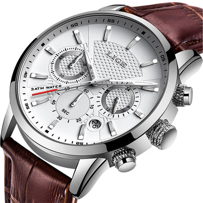 Leather Chronograph Waterproof Watch