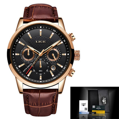 Leather Chronograph Waterproof Watch