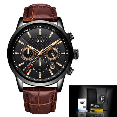 Leather Chronograph Waterproof Watch